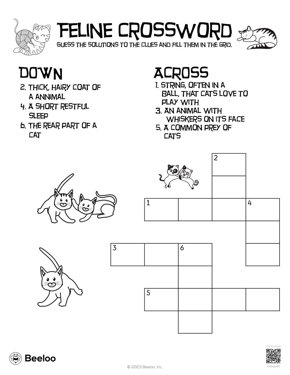 Cat themed Crossword Puzzles Beeloo Printable Crafts And Cat themed Crossword Puzzles Beeloo Printable Crafts And