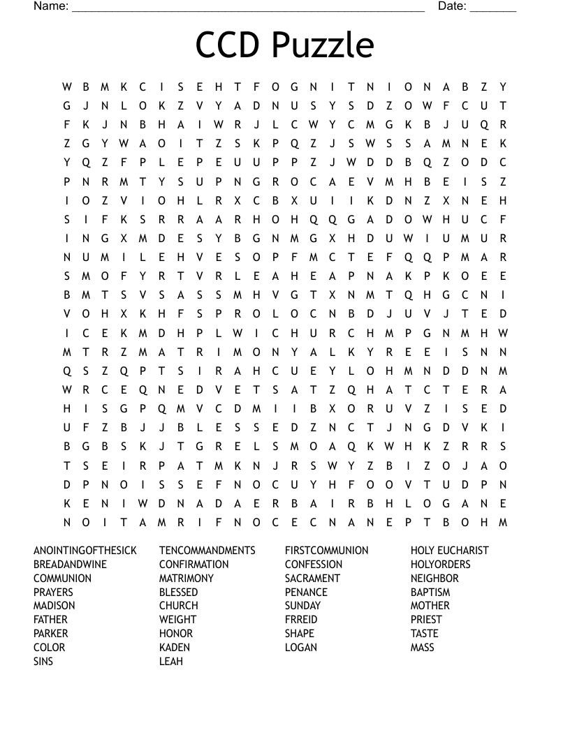 CCD Puzzle Word Search WordMint CCD Puzzle Word Search WordMint