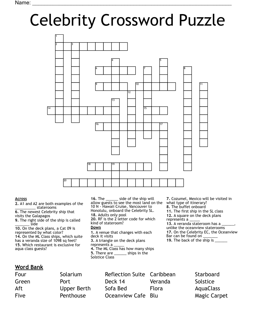 Celebrity Crossword Puzzle WordMint Celebrity Crossword Puzzle WordMint