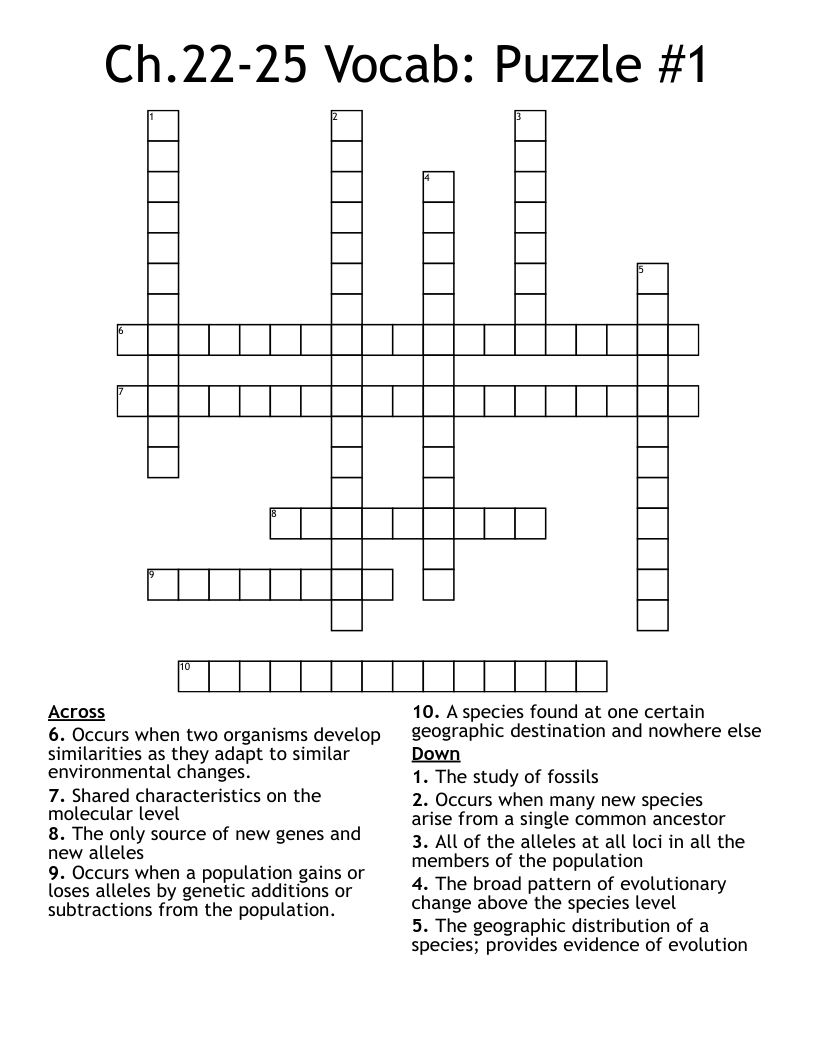 Ch 22 25 Vocab Puzzle 1 Crossword WordMint