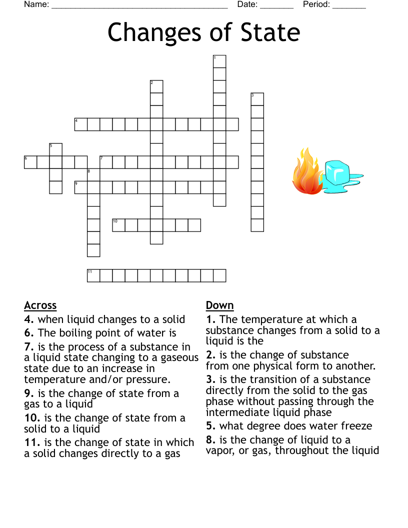 Changes Of State Crossword WordMint
