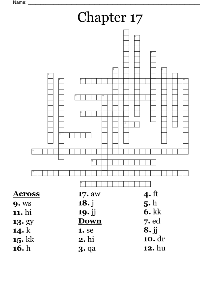Chapter 17 Crossword WordMint