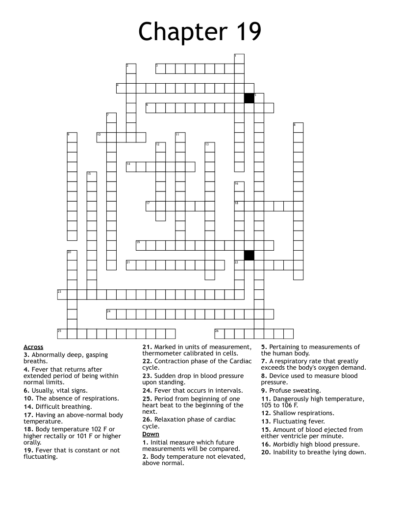 Vital Signs Crossword Puzzle Vital Signs Crossword Puzzle