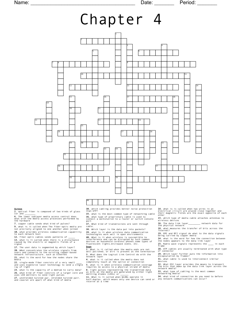 Chapter 4 Crossword WordMint