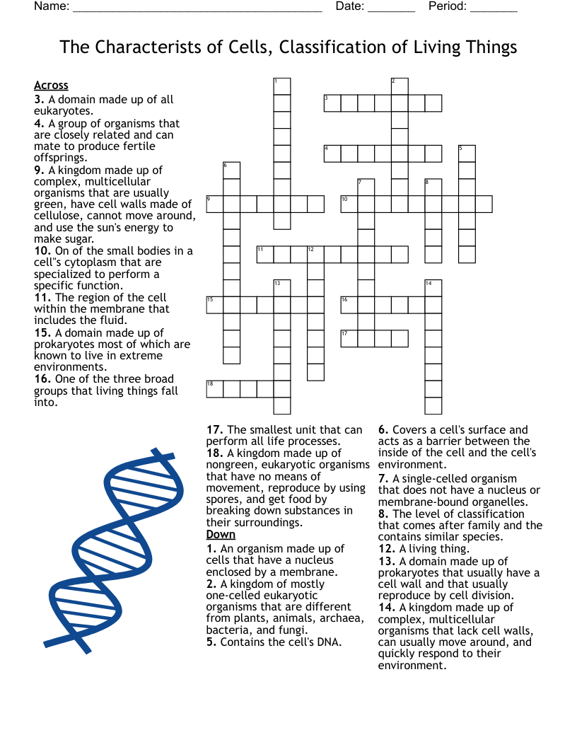 Characteristics Of Life Crossword WordMint