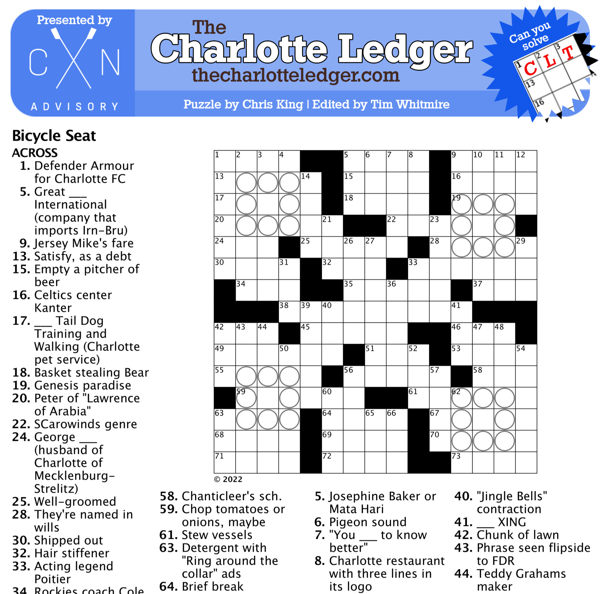 Charlotte Ledger Crosswords The Charlotte Ledger Charlotte Ledger Crosswords The Charlotte Ledger