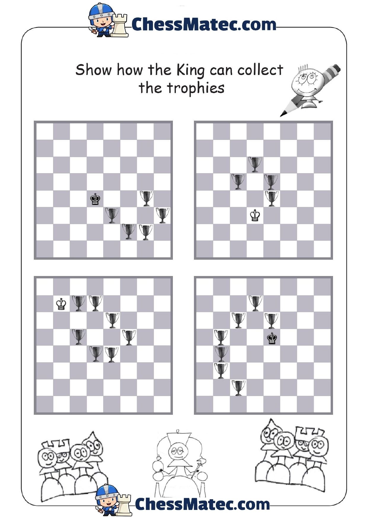Chess Pieces Learn The King Move Chess Worksheet