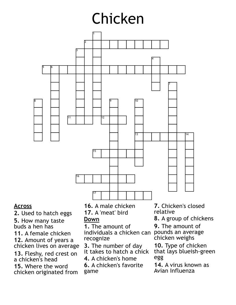 Chicken Crossword WordMint Chicken Crossword WordMint