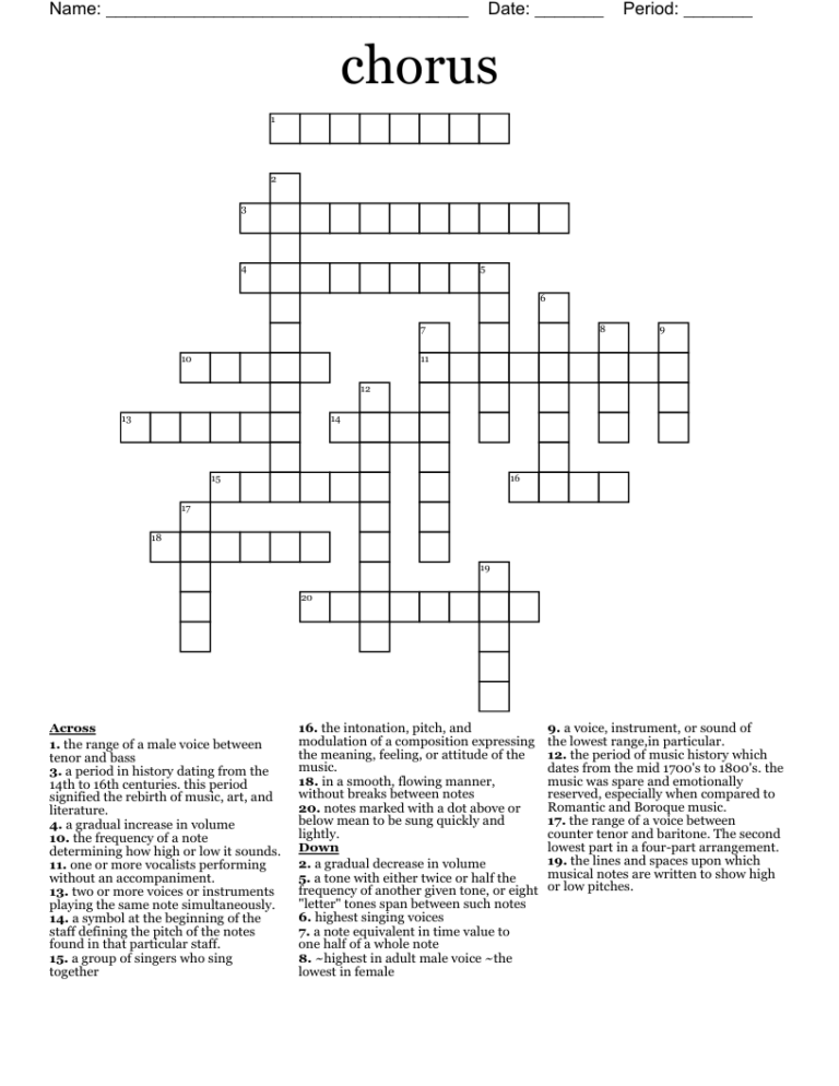 Chorus Crossword WordMint