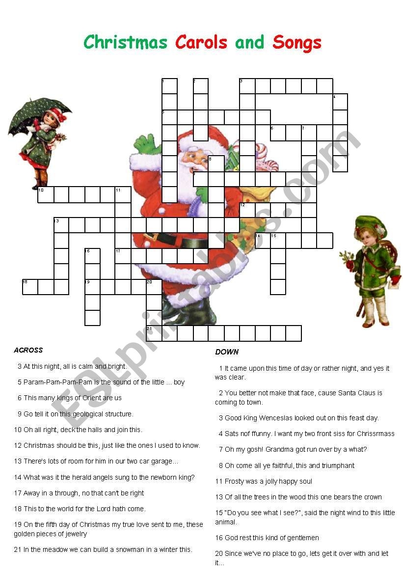 Christmas Carols And Songs Crossword ESL Worksheet By Englishchris Christmas Carols And Songs Crossword ESL Worksheet By Englishchris