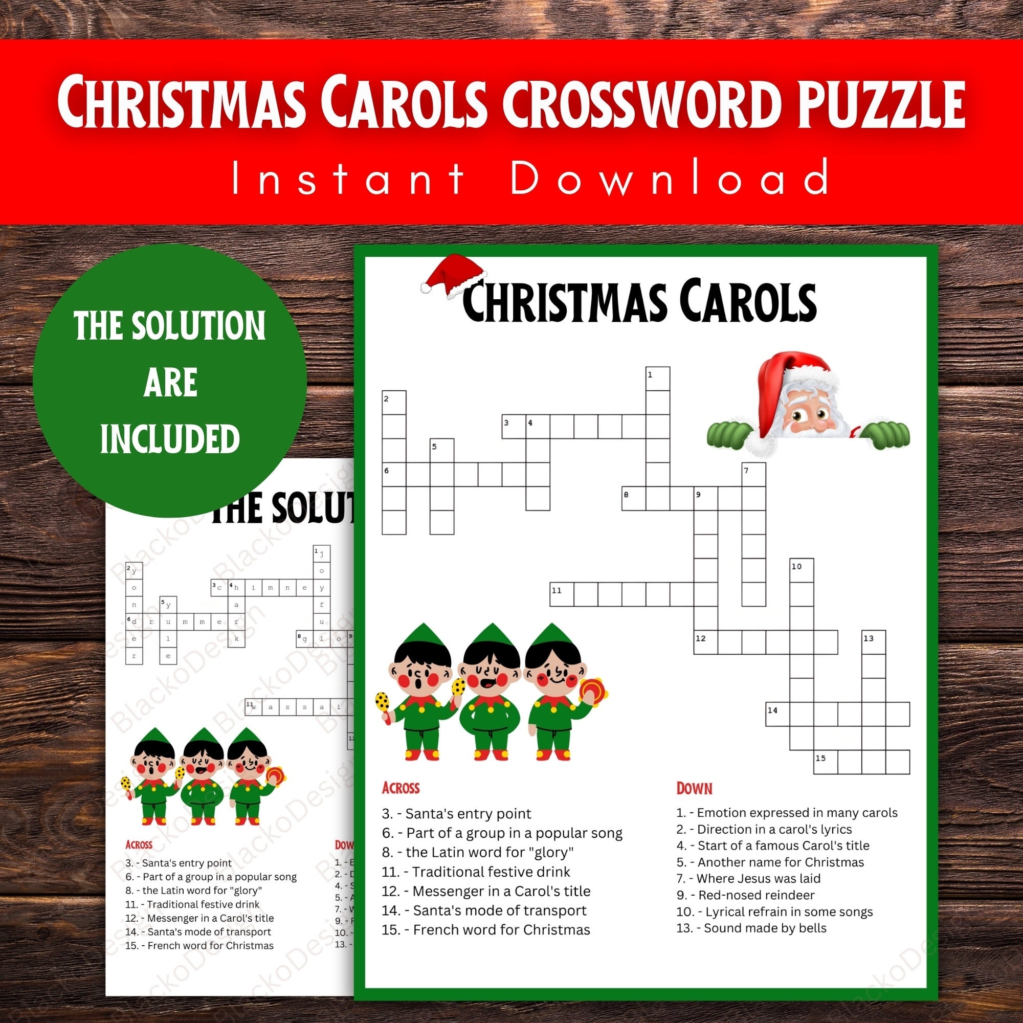 Christmas Carols Crossword Puzzle Printable Christmas 