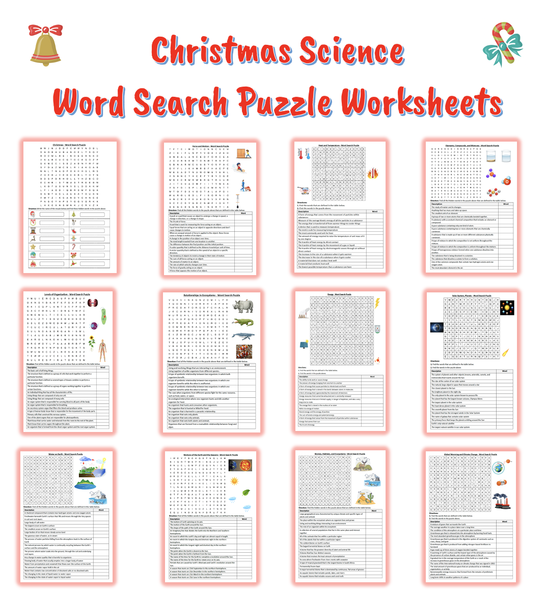 Christmas Holiday Science Word Search Puzzle Worksheets Bundle Printables Teaching Resources Christmas Holiday Science Word Search Puzzle Worksheets Bundle Printables Teaching Resources