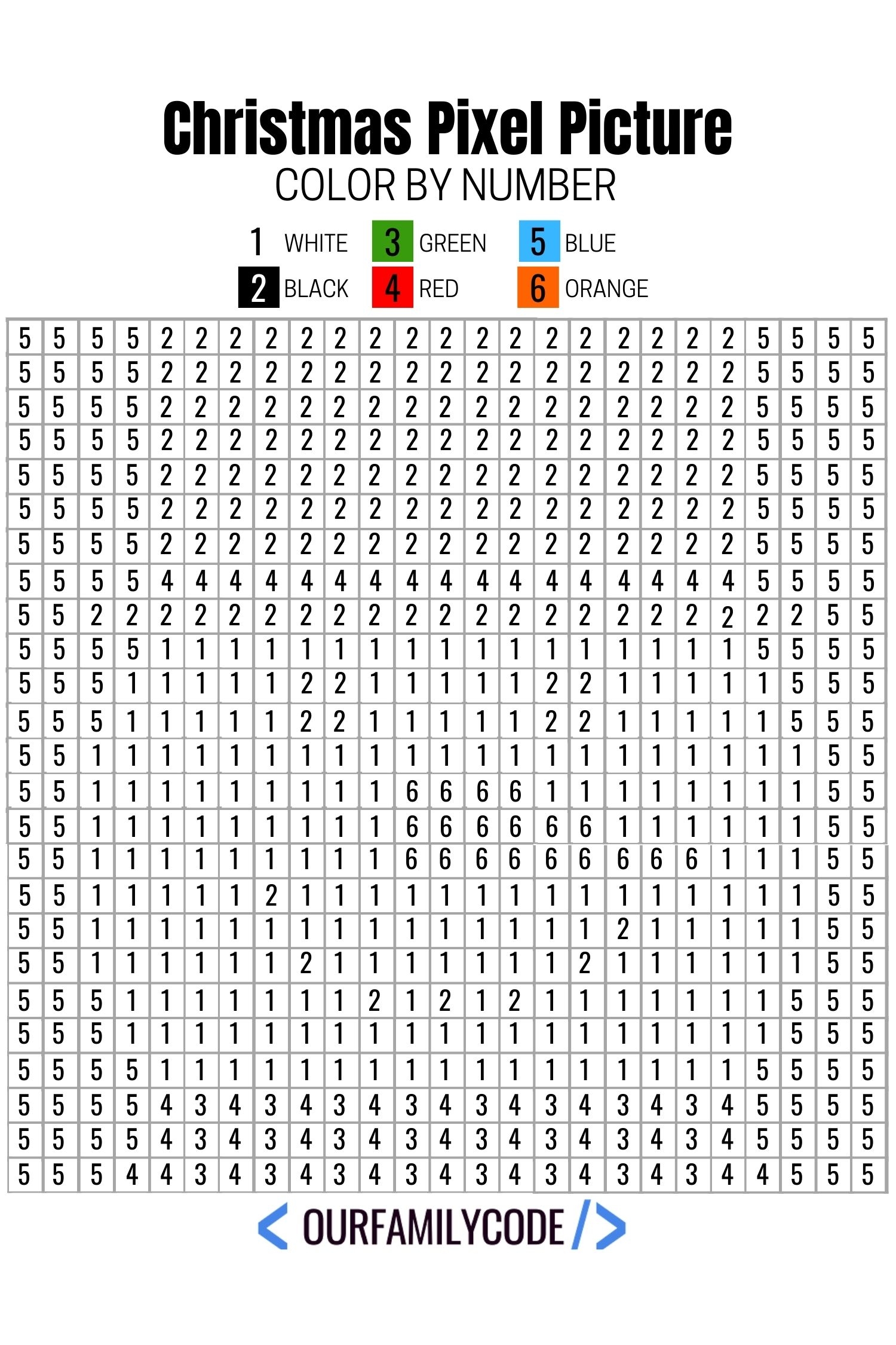 Christmas Pixel Puzzles Free Color By Number Activity Our 