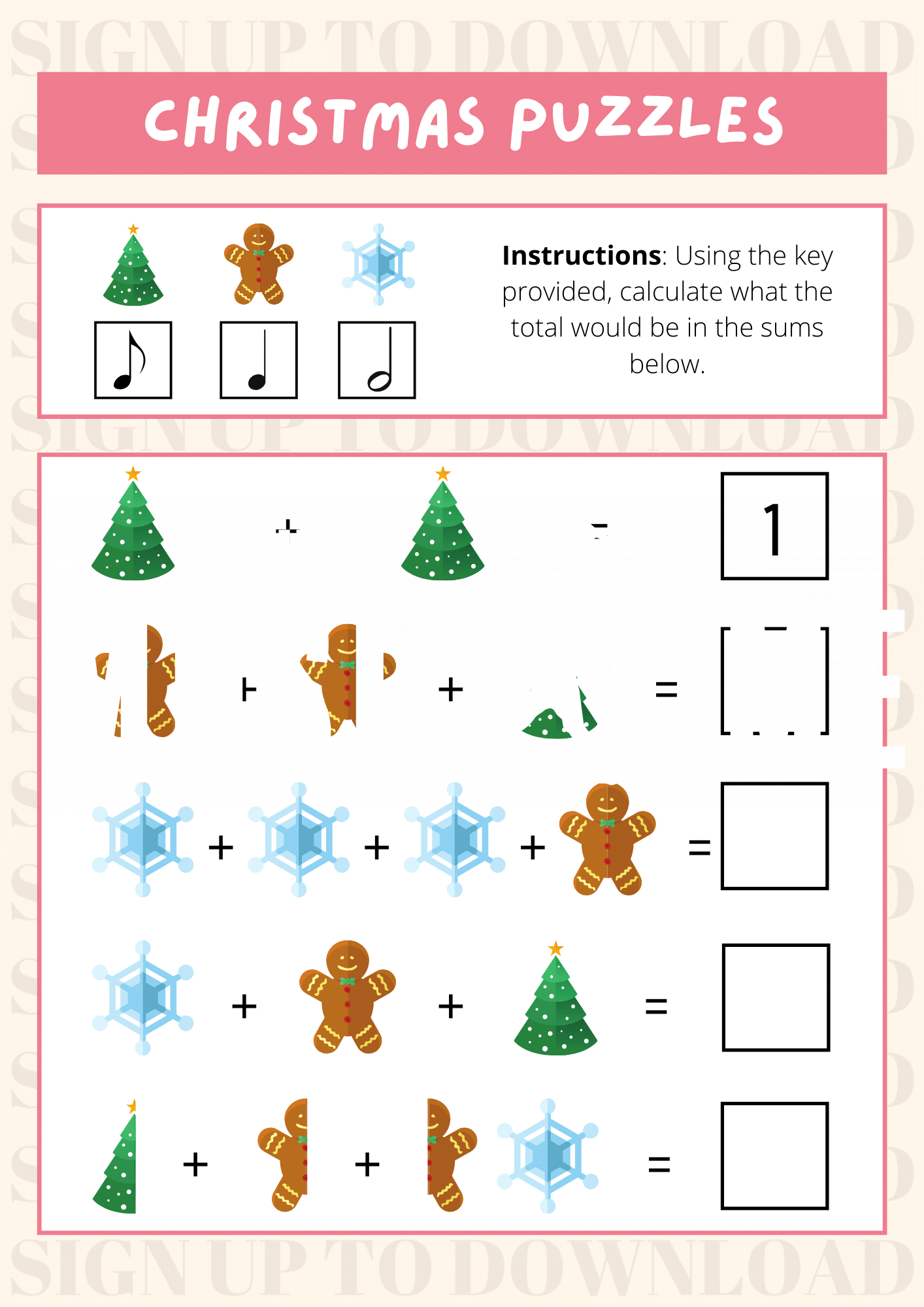 Christmas Worksheet A Musical Maths Puzzle Schools Music Market