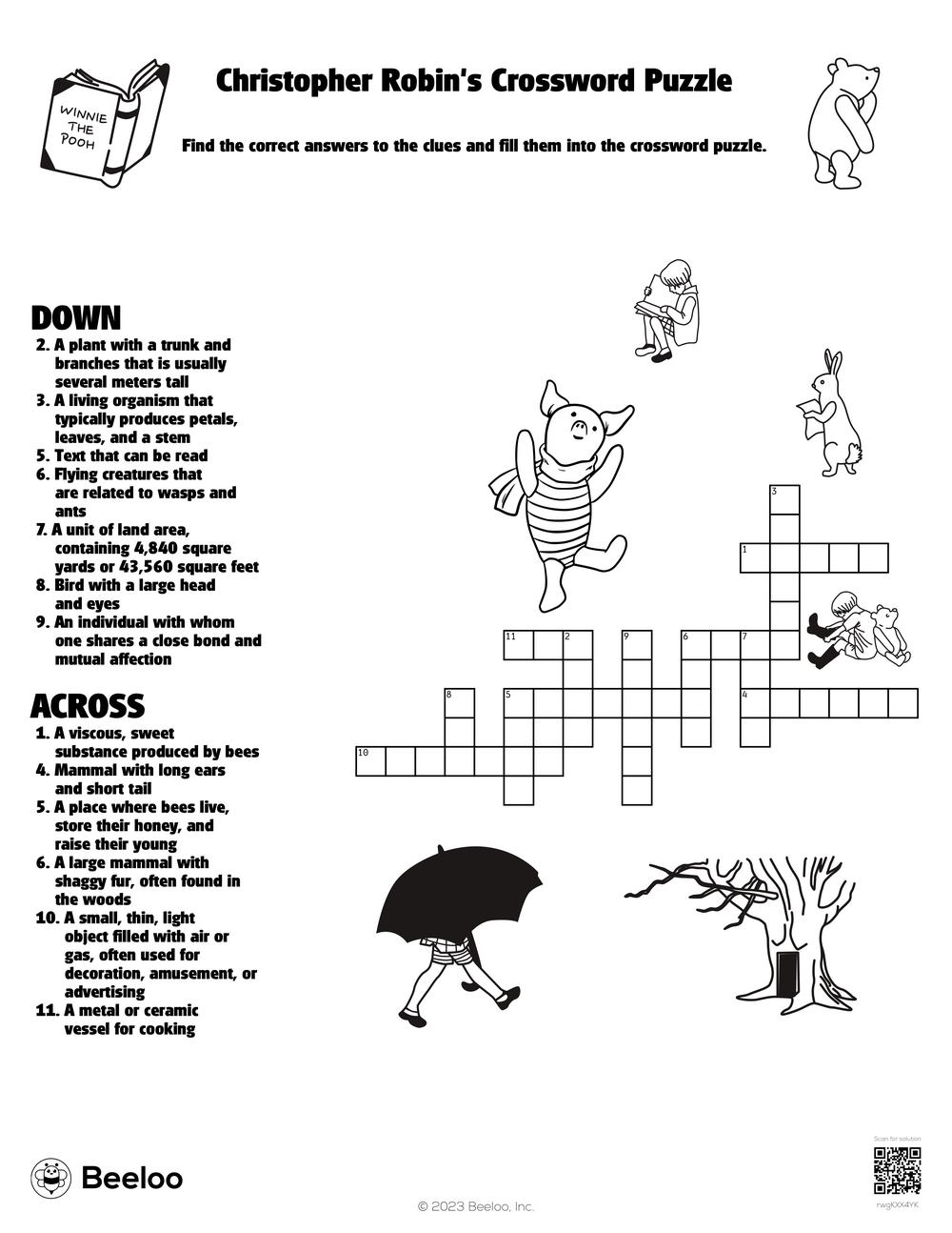 Christopher Robin s Crossword Puzzle Beeloo Printable Crafts And Activities For Kids