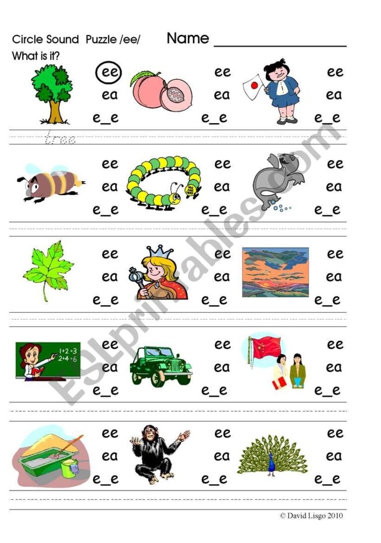 Circle Sound Puzzle 3 Phonics The ee Sound ESL Worksheet By