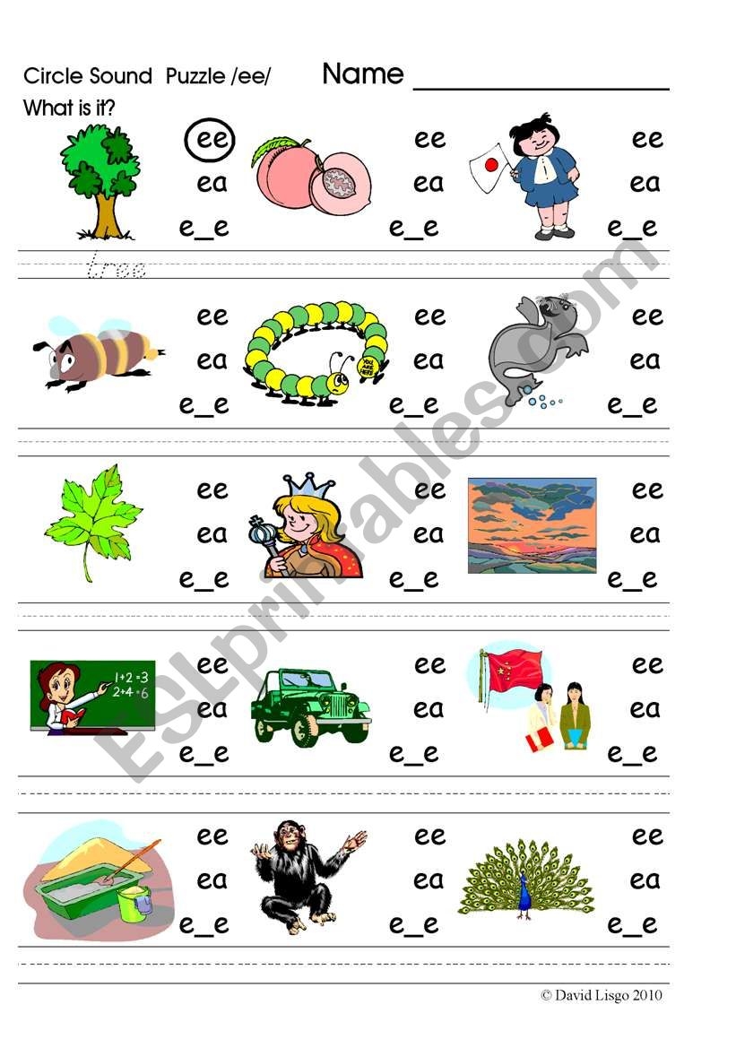 Circle Sound Puzzle 3 Phonics The ee Sound ESL Worksheet By David Lisgo