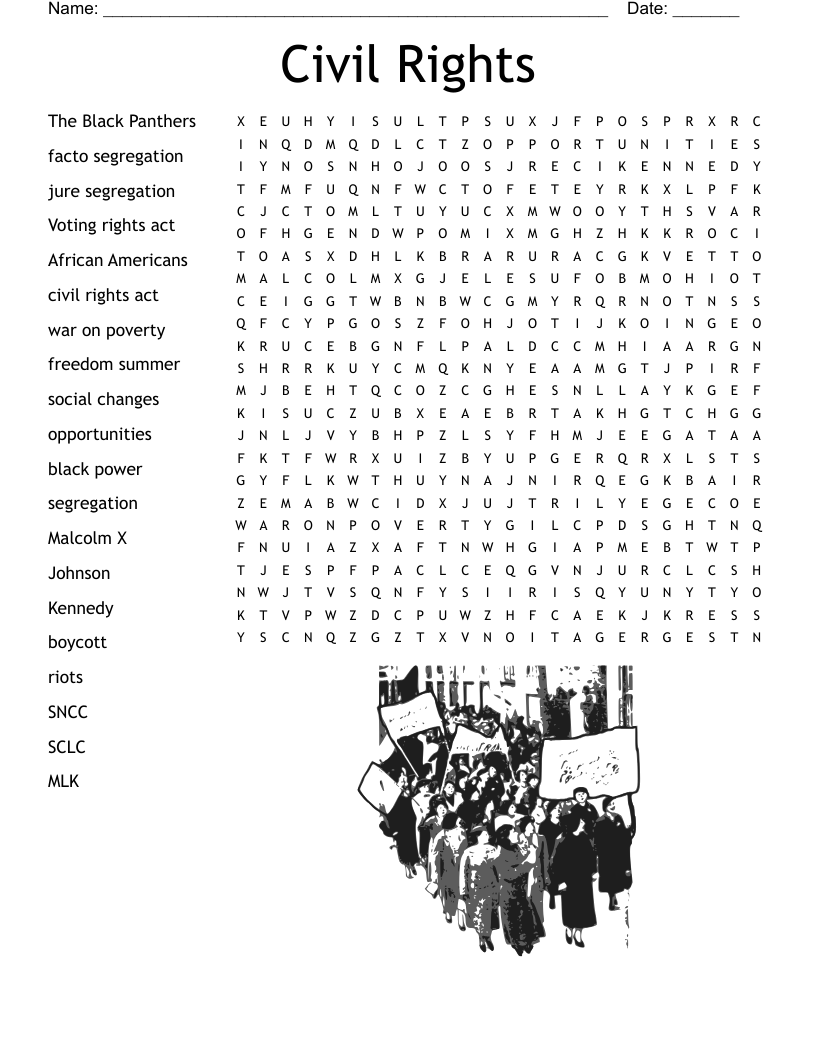 Civil Rights Movement Crossword WordMint