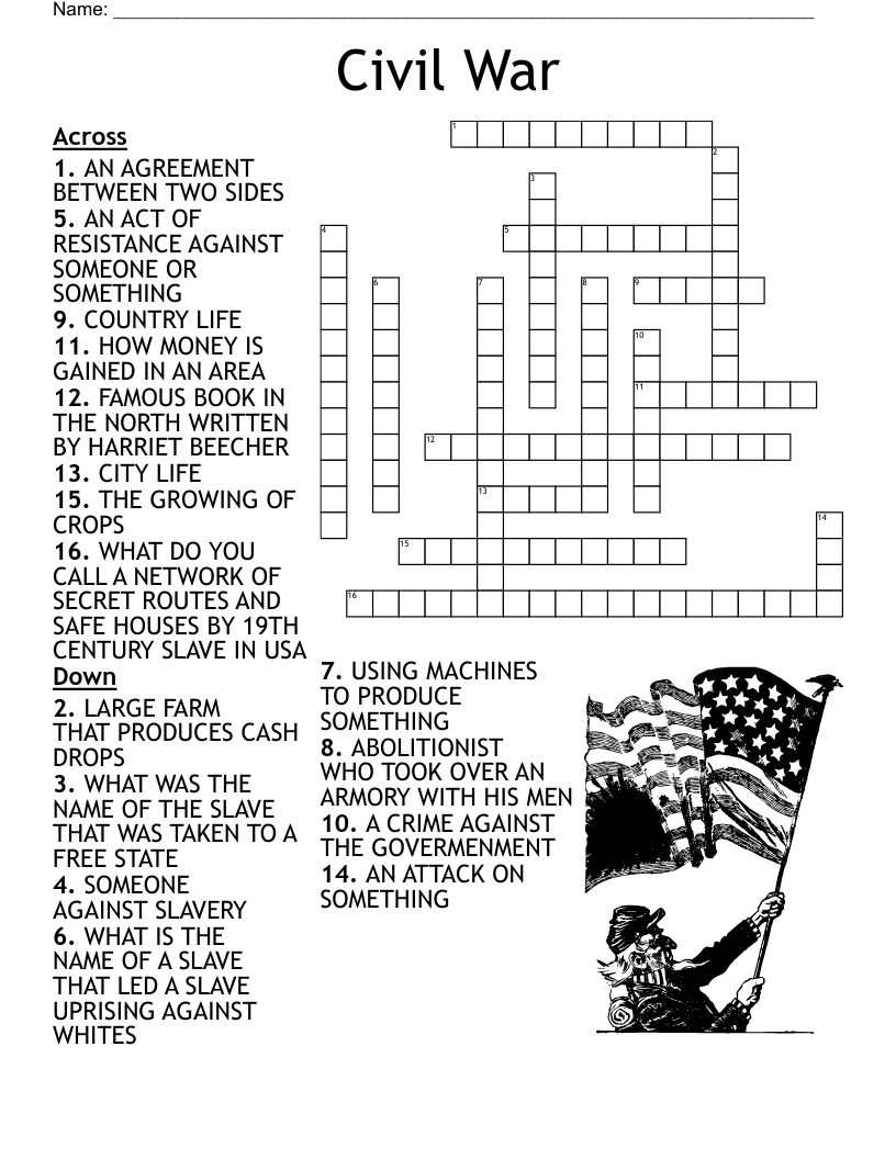 Civil War Crossword WordMint