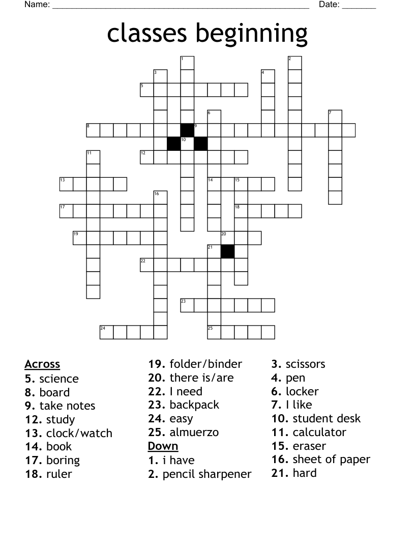 Beginner Crossword Puzzle Printable