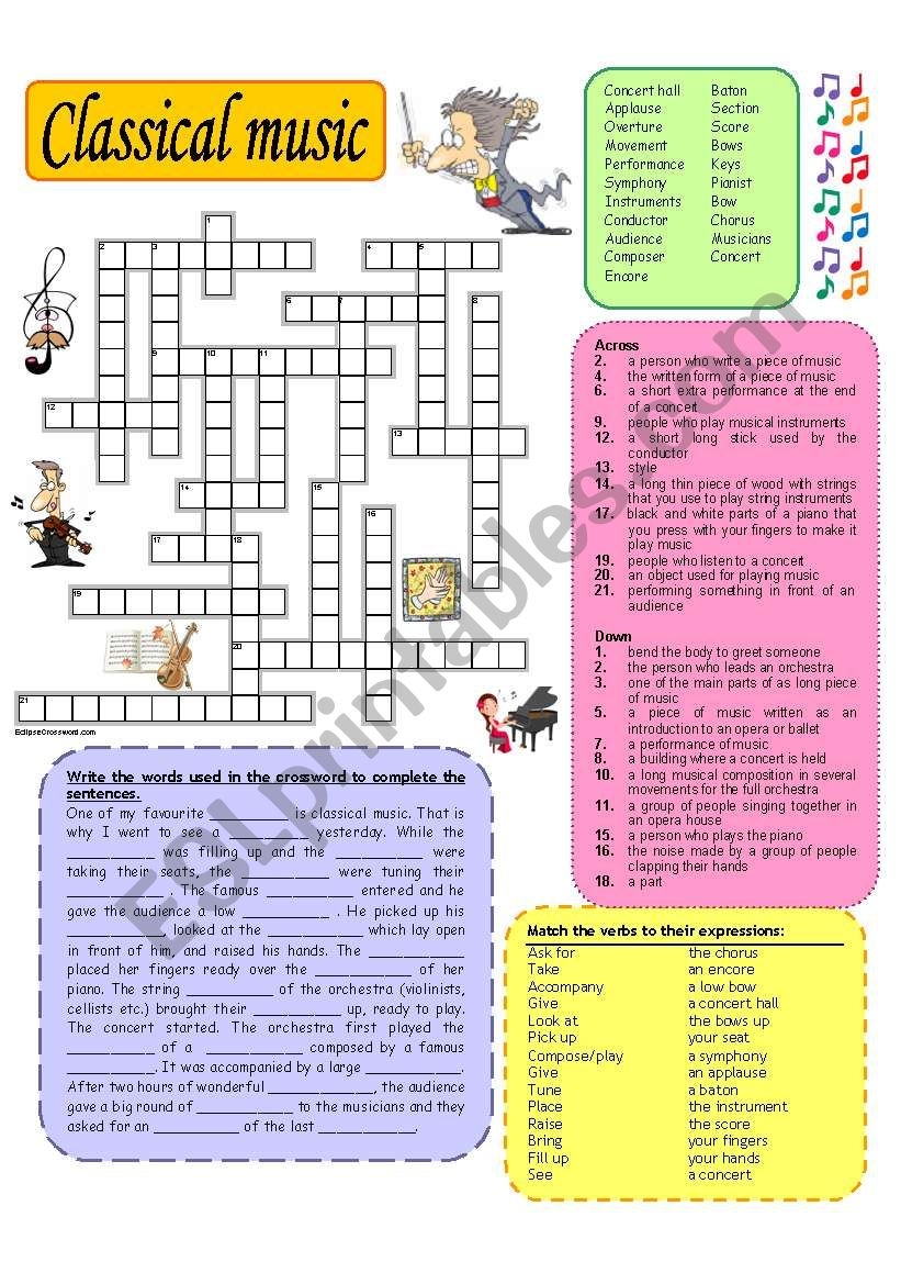 Free Printable Classical Music Crossword Puzzles Free Printable Classical Music Crossword Puzzles