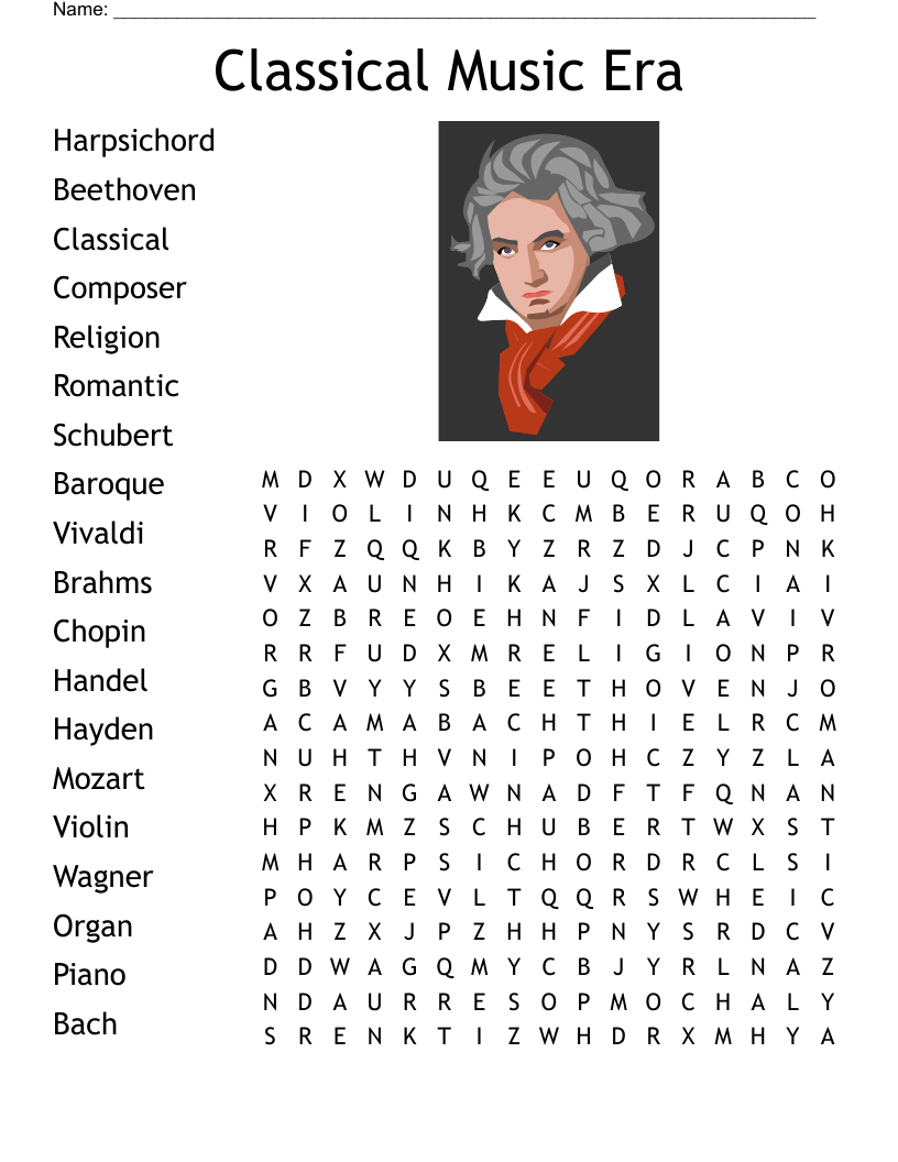 Classical Music Crosswords Word Searches Bingo Cards WordMint Classical Music Crosswords Word Searches Bingo Cards WordMint