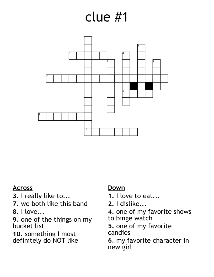 Clue 1 Crossword WordMint