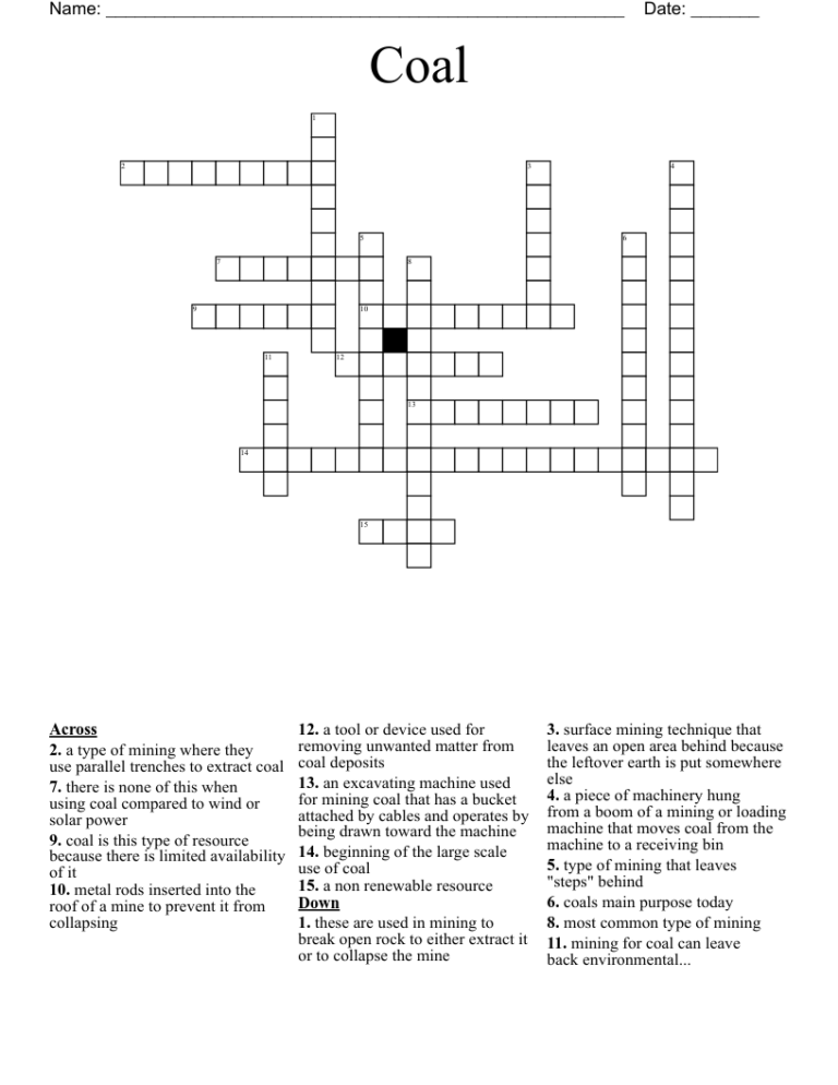 Coal Crossword WordMint