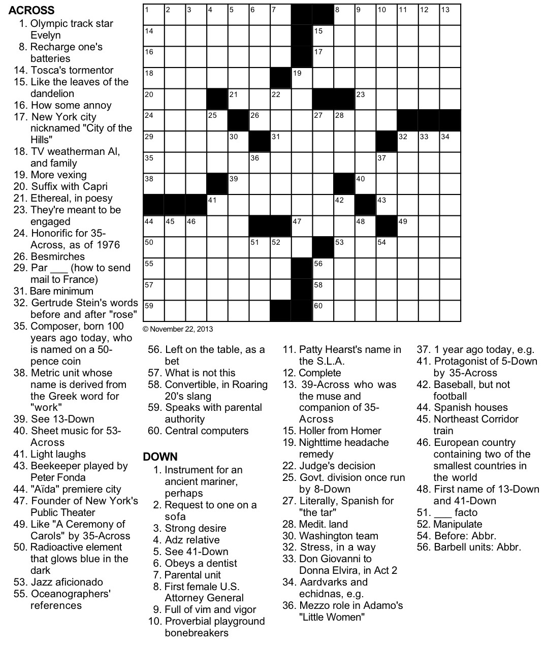 Coin Of The Musical Realm Crossword Puzzle Worksheets Library