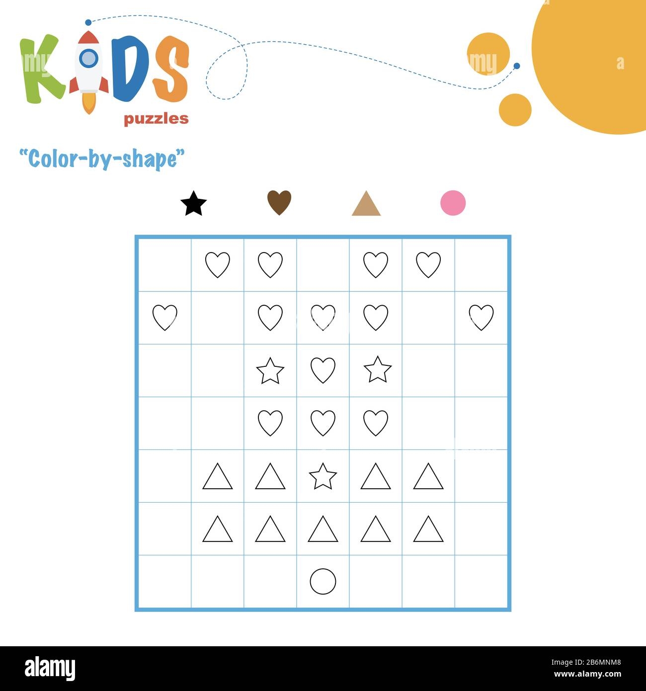 Color by shape Mathematical Pixel Puzzle Easy Colorful Worksheet 