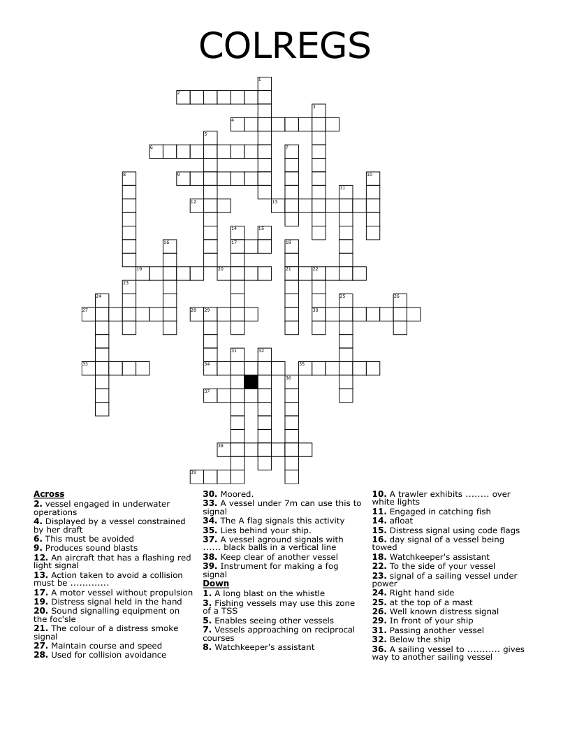 COLREGS Crossword WordMint