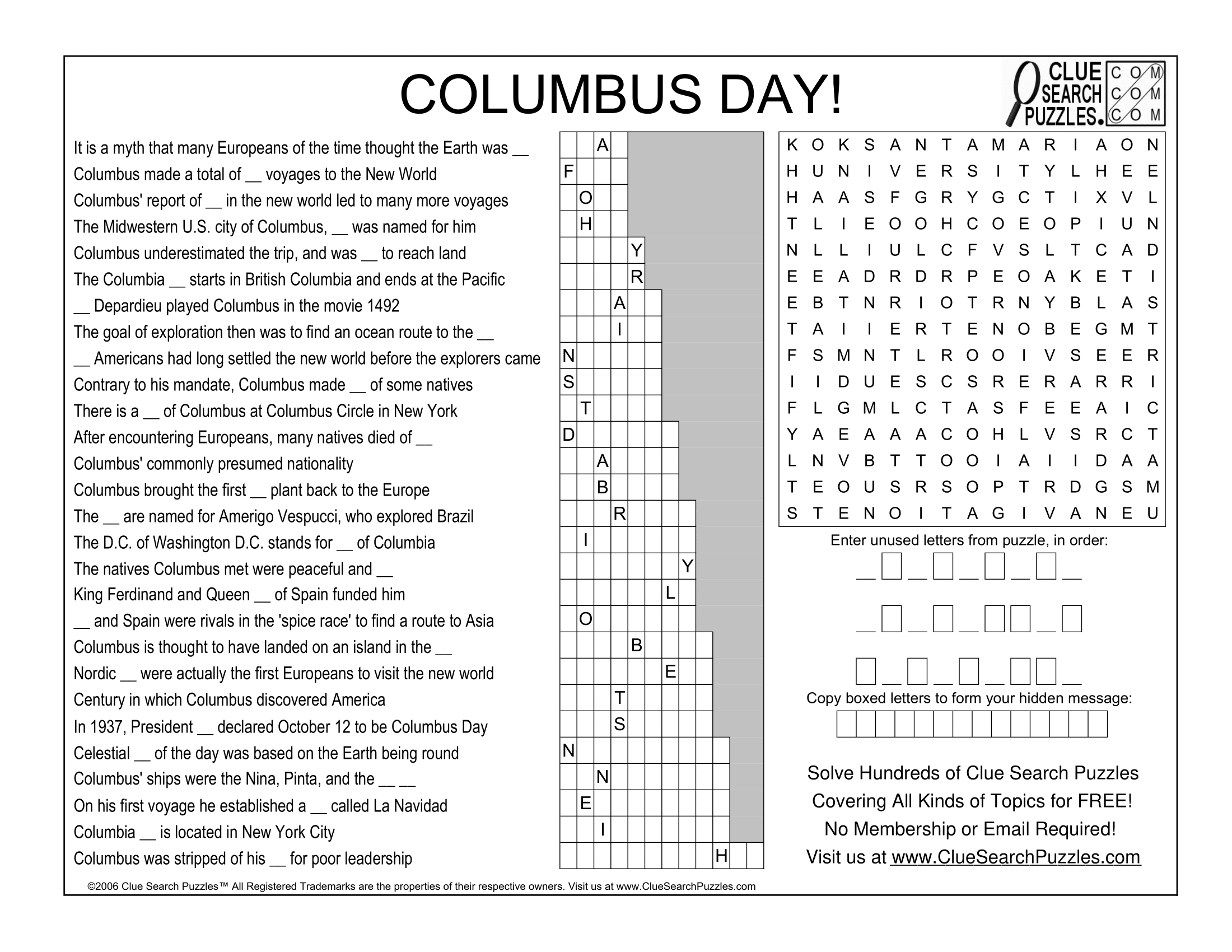 COLUMBUS DAY TRIVIA QUIZ