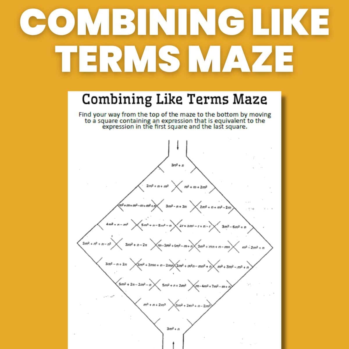 Combining Like Terms Maze Activity Math U003d Love