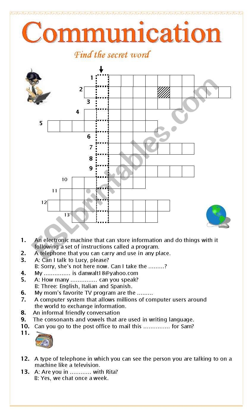 Printable Communication Crossword Puzzle