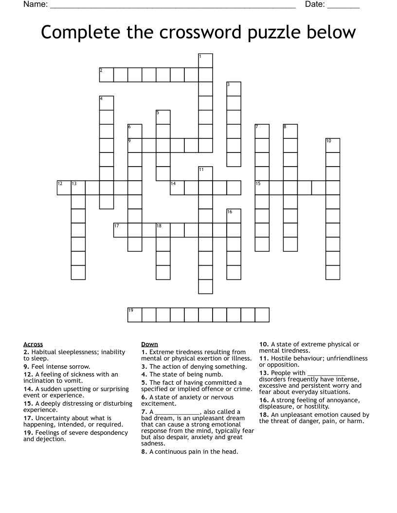 Complete The Crossword Puzzle Below WordMint Complete The Crossword Puzzle Below WordMint