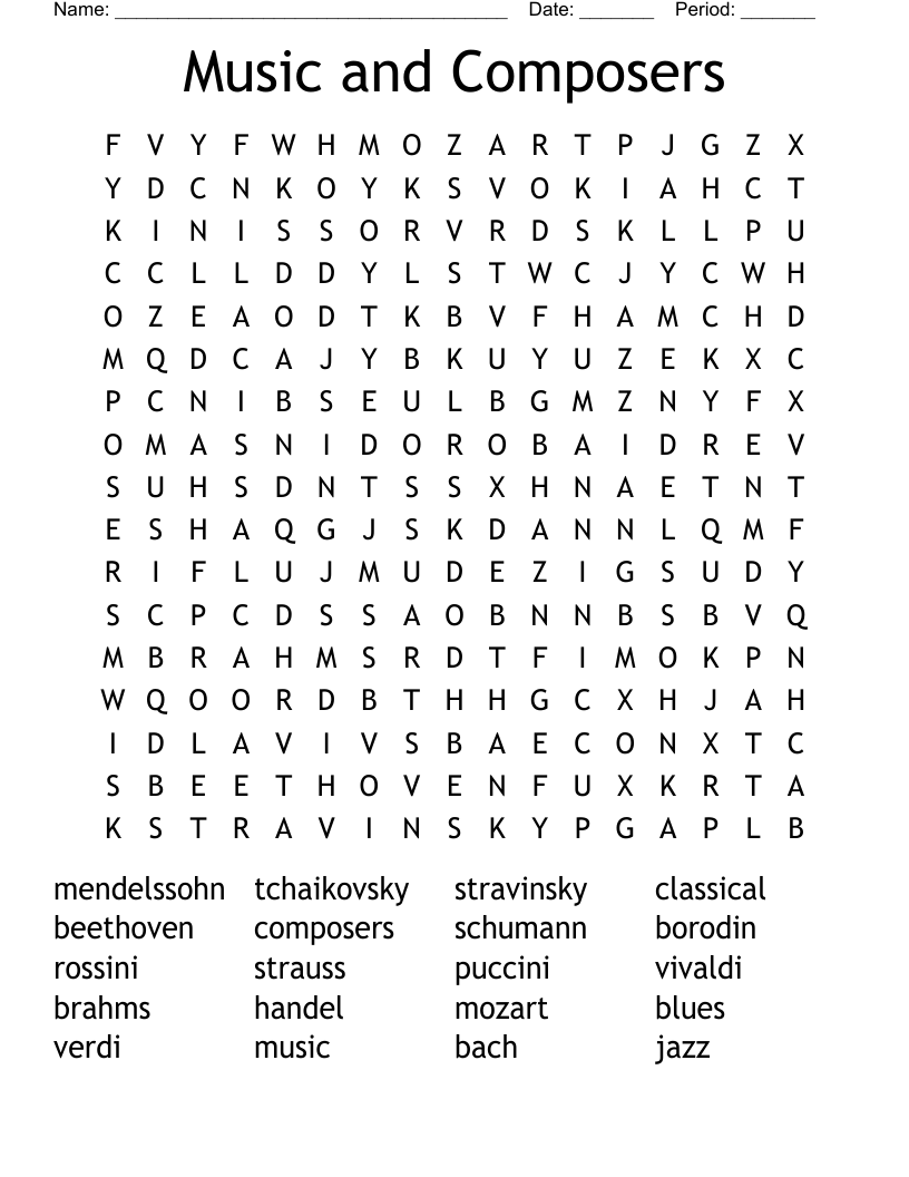 Composer Crossword Puzzle WordMint Composer Crossword Puzzle WordMint