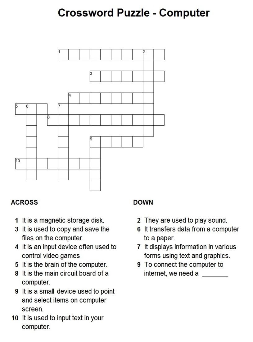 Computer Crossword Puzzles Printable Computer Crossword Puzzles Printable