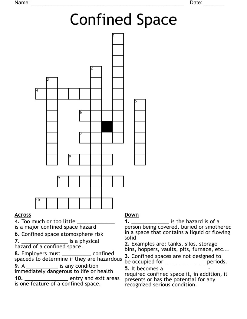Confined Space Crossword WordMint Confined Space Crossword WordMint