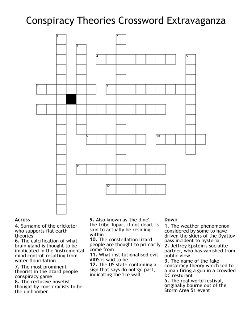 Conspiracy Theories Crossword Extravaganza WordMint