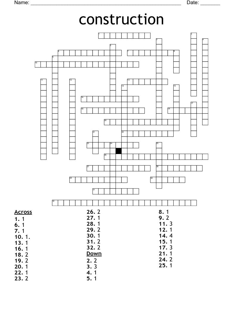 Construction Crossword WordMint Construction Crossword WordMint