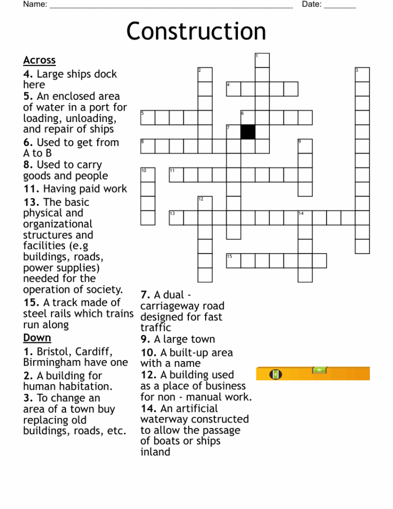 Construction Crossword WordMint