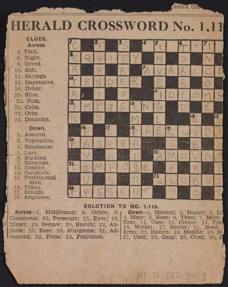 Context Completed Herald Crossword No 1 11