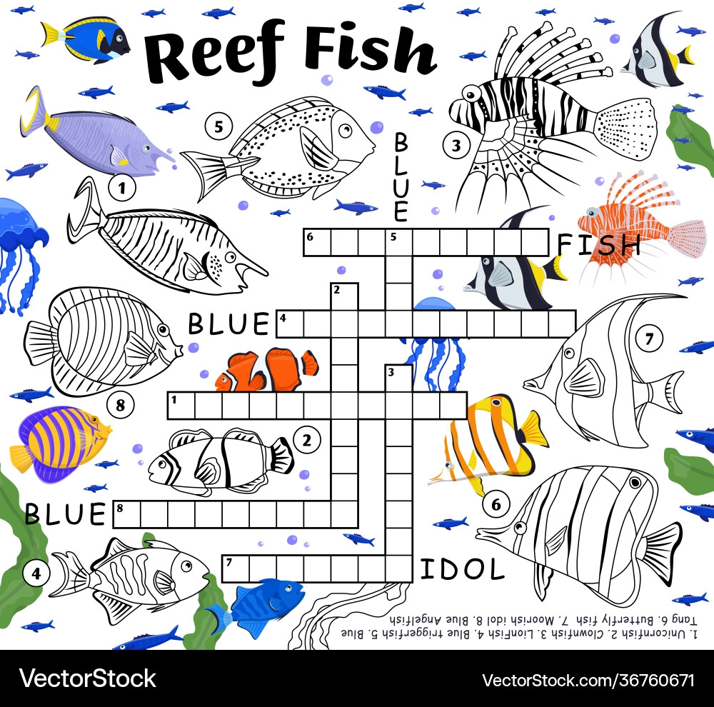 Coral Reef Fish Crossword Endangered Species Vector Image Coral Reef Fish Crossword Endangered Species Vector Image