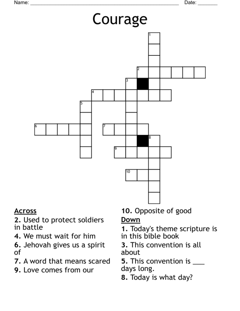 Courage Crossword WordMint