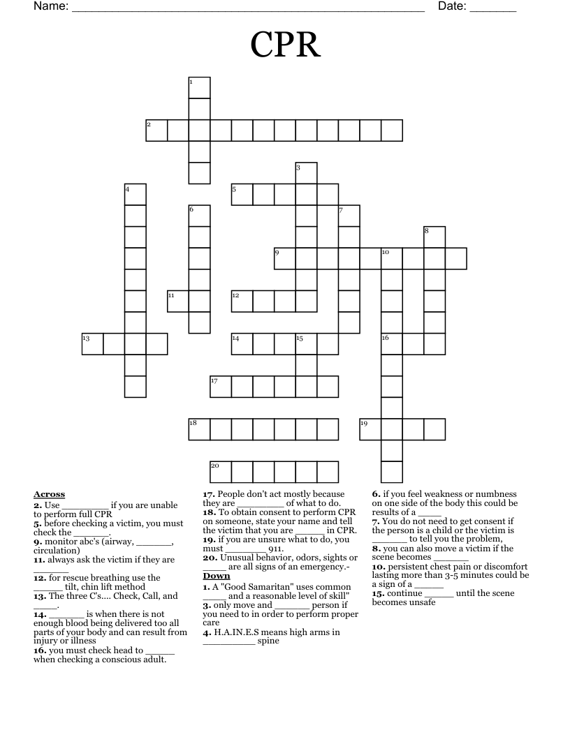 CPR Crossword WordMint