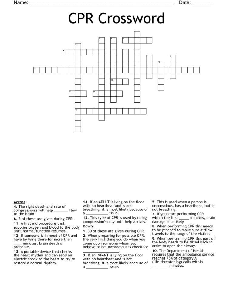 CPR Crossword WordMint
