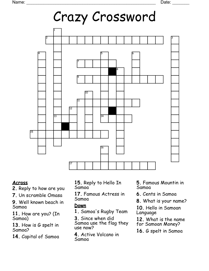 Crazy Crossword Puzzle Clue Crazy Crossword Puzzle Clue