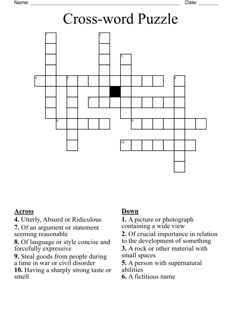 Cross word Puzzle Crossword WordMint