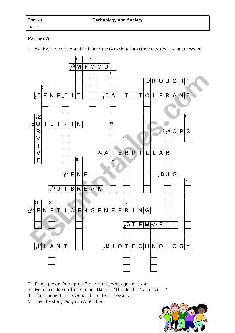 Crossword Biotechnology ESL Worksheet By Frenny