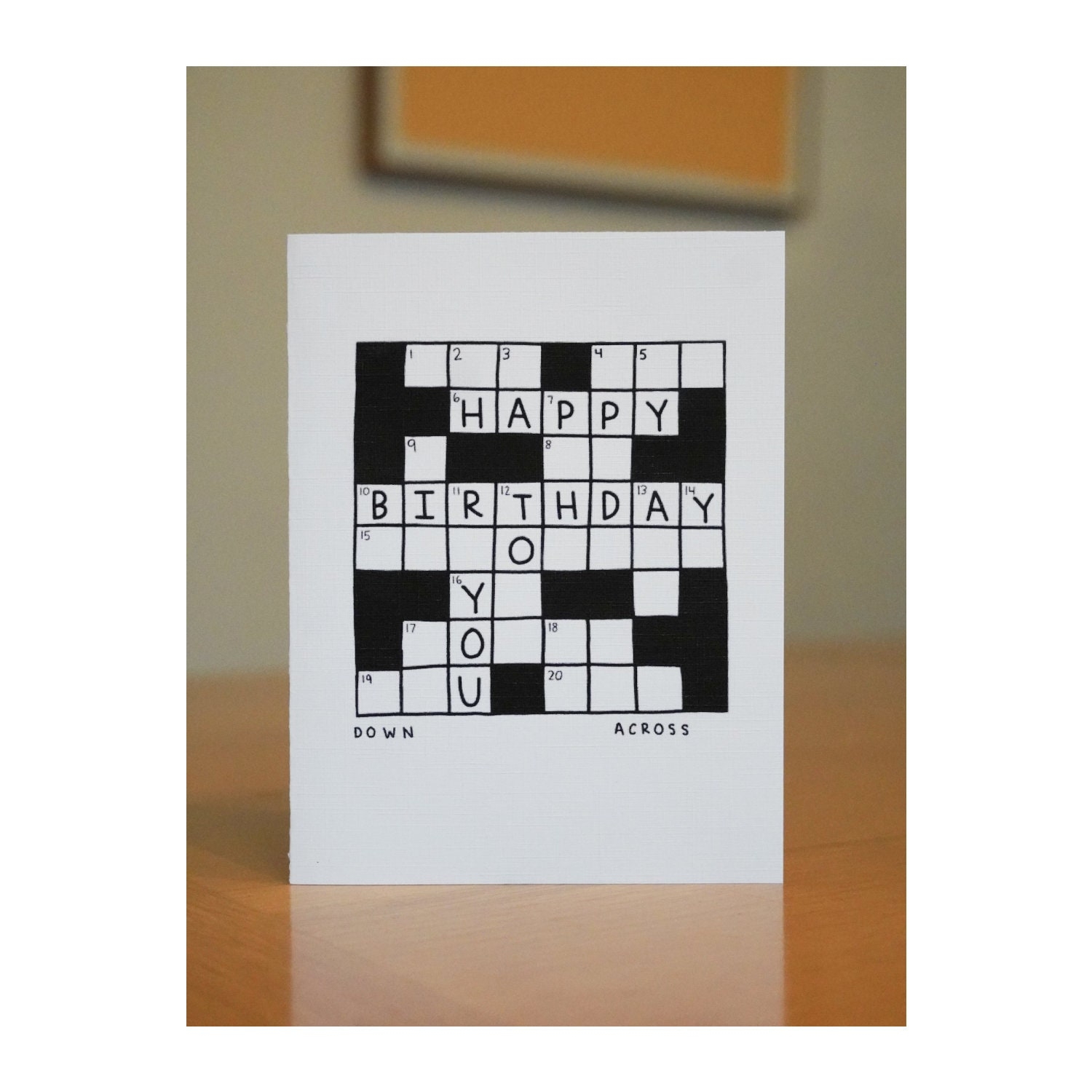 Crossword Birthday Card Word Game Crossword Birthday Card Greeting Card